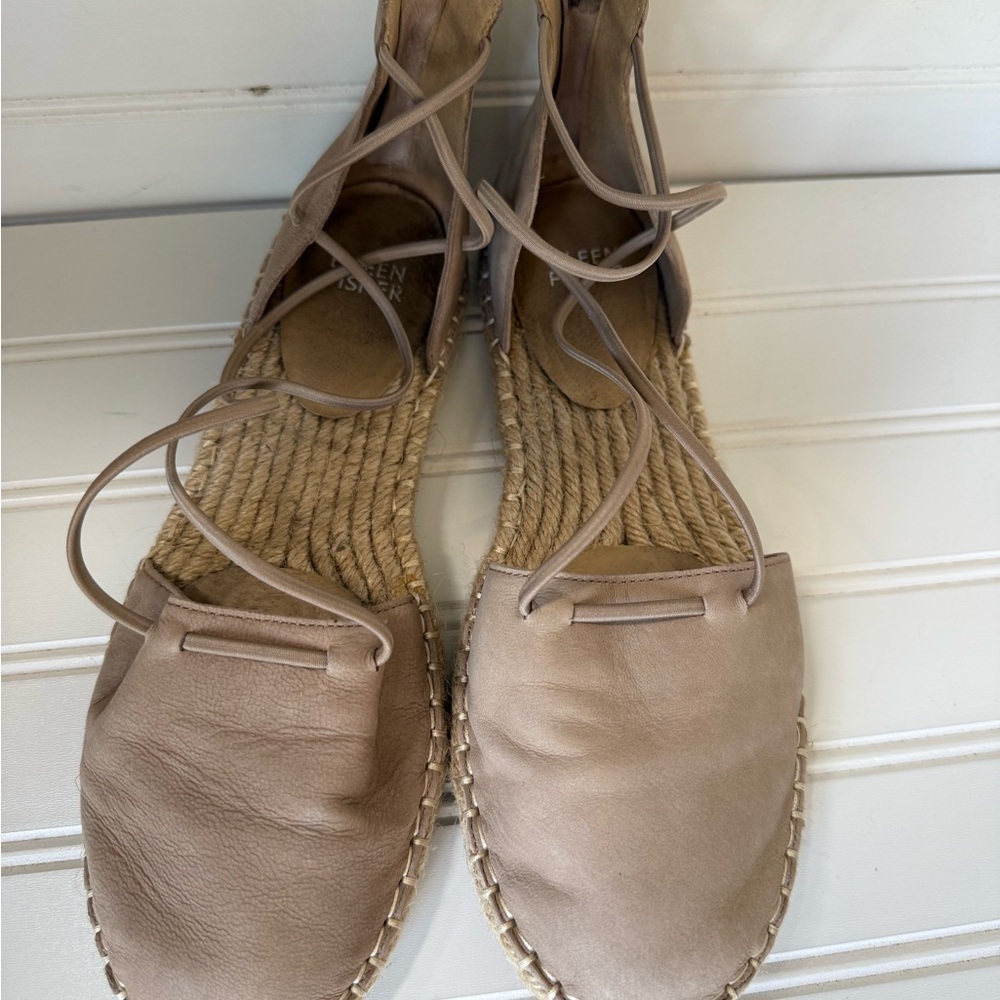 Eileen Fisher Women's Lace Up Espadrilles Leather Sandals Toffee 7.5. 1188 - Picture 2 of 5